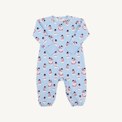 Cassidy Comfy Crewneck Romper - Frosty Friends with Beale Street Blue
