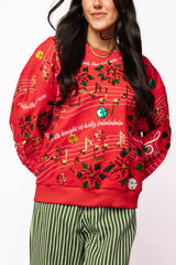Red Christmas Music Notes Sweatshirt