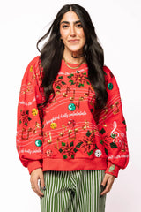 Red Christmas Music Notes Sweatshirt