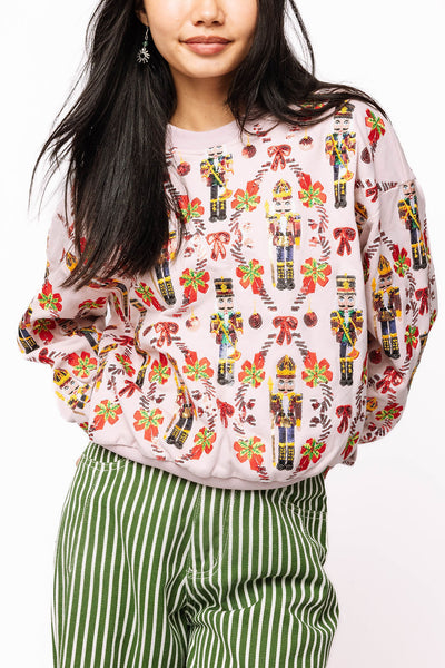 Light Pink Nutcracker & Candy Cane Sweatshirt