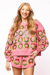 Hot Pink Multi Wreaths Sweatshirt