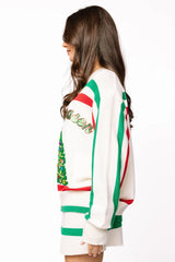 White, Red & Green Stripe 'Sparkle Season' Long Sleeve Sweater