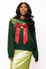Dark Green & Red Wreath Around Neck Sweater