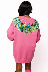 Bright Pink Multi Wreath Around Neck Sweater Dress