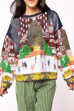 Multi Sequin Rockefeller Center At Christmas Sweatshirt