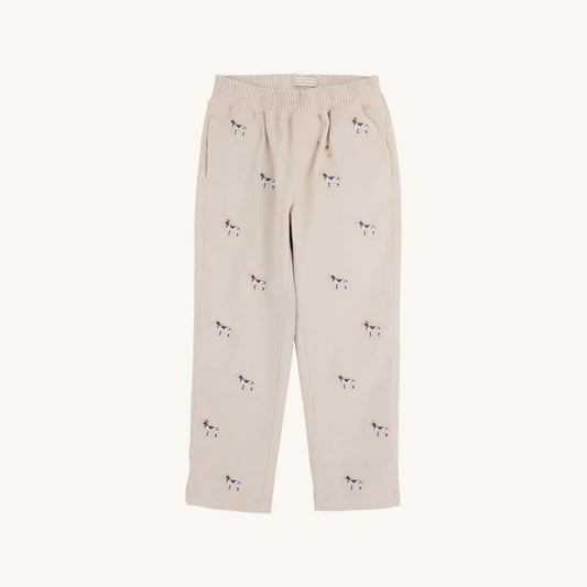 Critter Sheffield Pants (Corduroy) - Osprey Oatmeal Richmond Red Stork & Santa Dog Embroidery