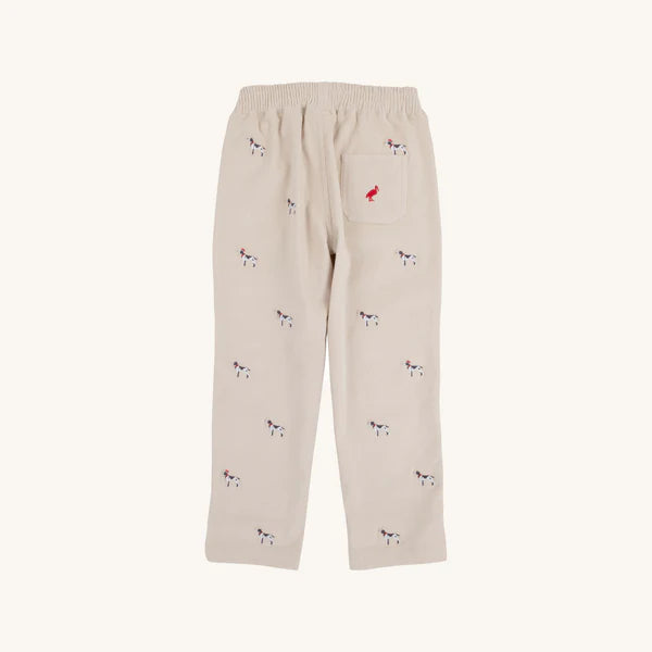 Critter Sheffield Pants (Corduroy) - Osprey Oatmeal Richmond Red Stork & Santa Dog Embroidery