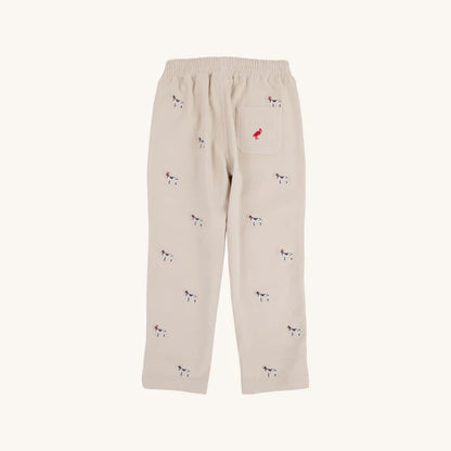 Critter Sheffield Pants (Corduroy) - Osprey Oatmeal Richmond Red Stork & Santa Dog Embroidery