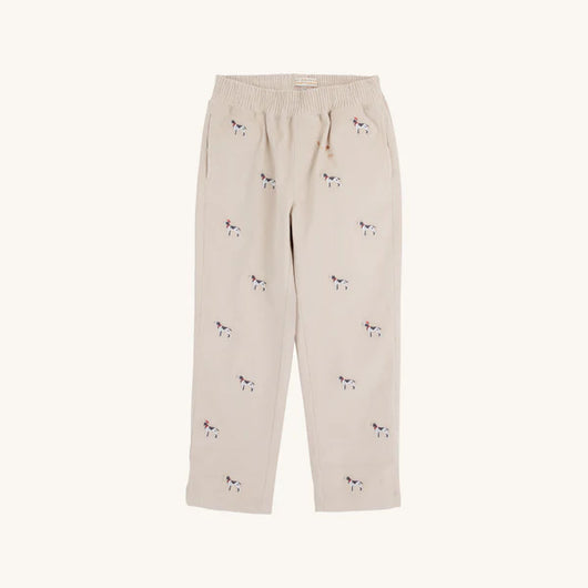 Critter Sheffield Pants (Corduroy) - Osprey Oatmeal Richmond Red Stork & Santa Dog Embroidery