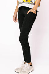 Black Scattered Rhinestone Legging