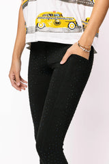 Black Scattered Rhinestone Legging