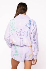 Lavender Multi Dancing Skeleton Mock Neck Sweatshirt