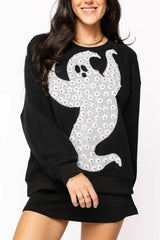 Black & White Flower Sequin Ghost Sweatshirt