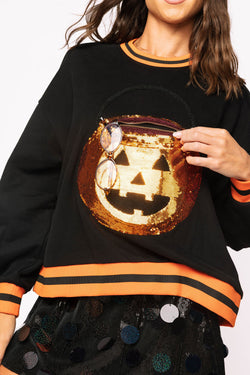 Black Halloween Pumpkin Candy Bucket Sweatshirt