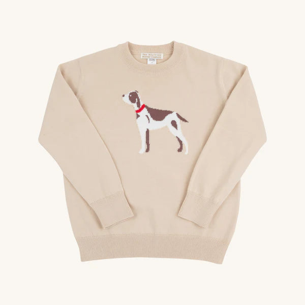 Isaac's Intarsia Sweater - Osprey Oatmeal with Dog Intarsia