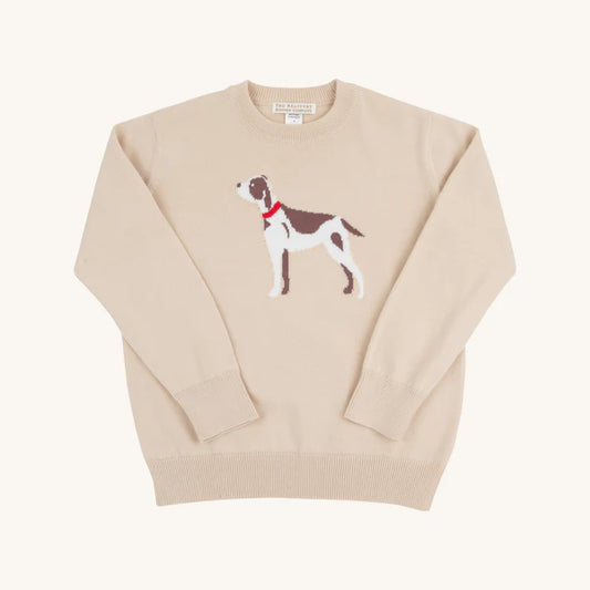 Isaac's Intarsia Sweater - Osprey Oatmeal with Dog Intarsia