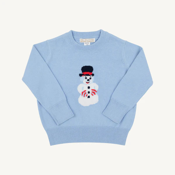 Isaac's Intarsia Sweater - Beale Street Blue with Snowman Intarsia