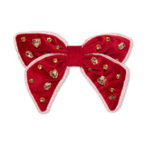 Valentines Red Embellished Bow Barrette