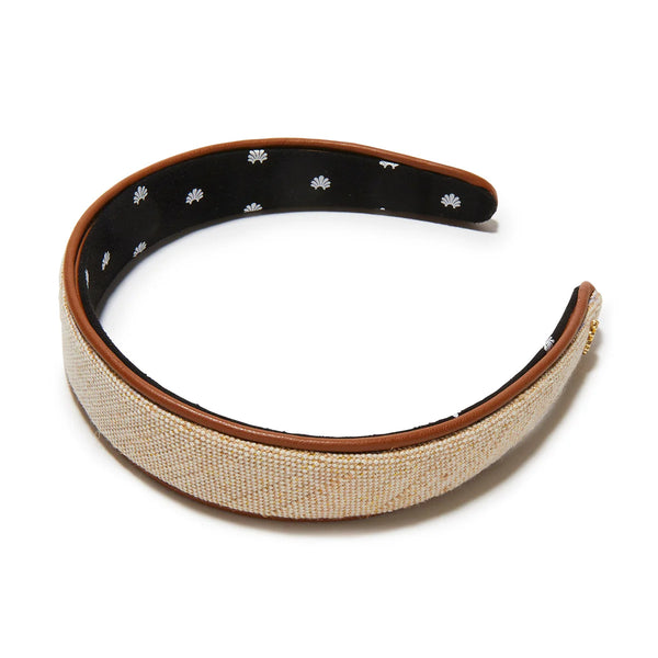 Natural Canvas Bessette Faux Leather Trim. Headband