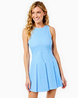 Smooth Sport Pleated Racquet Active Dress - Cerulean Gingham