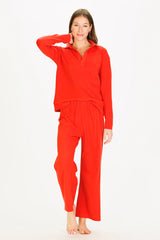 Cropped Peri Pant in Red SuperSoft