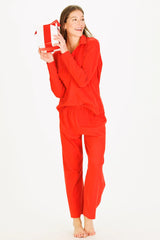 Cropped Peri Pant in Red SuperSoft