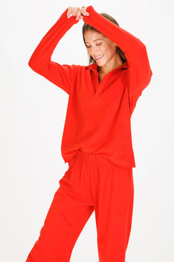 Cropped Peri Pant in Red SuperSoft