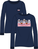 Ghost Pups Logo Box Long-Sleeve Pocket Tee - Blue Blazer