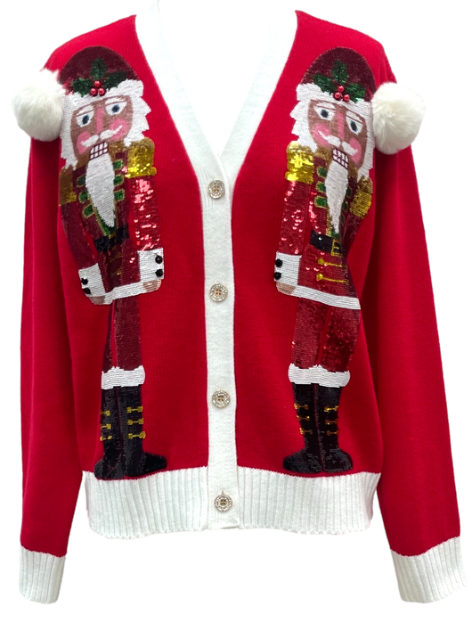 Red Santa Nutcracker Cardigan