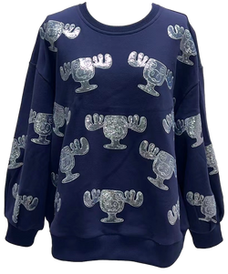 Navy Moose Mug Sweatwshirt