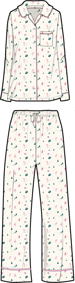 Pima Cotton Long Sleeve Sleep Set - Snow Bunny - Marshmallow