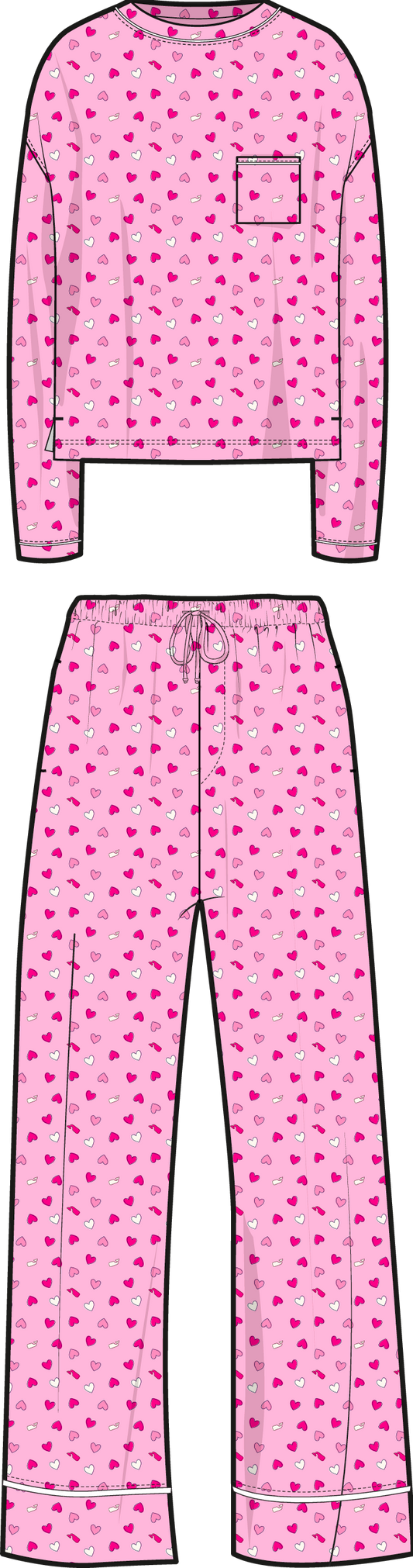 Super-Soft Knit Pajama Set - Hearts Cot Can