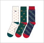Santa Doodle 3 Pack Socks - Multi