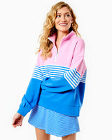 Soft Luxe Varsity Quarter Zip - Bubblegum/Certulean