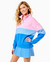 Soft Luxe Varsity Quarter Zip - Bubblegum/Certulean