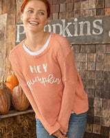 Hey Pumpkin Crew Cotton - Carrot/Breaker White