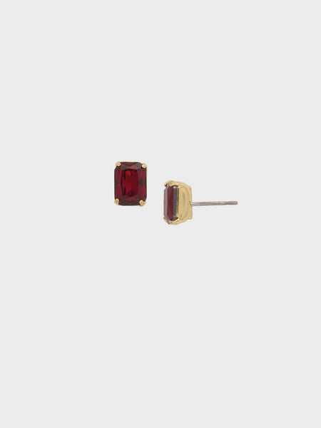 Mini Emerald Cut Stud Earrings - Cranberry