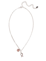 Crystal Ribbon Pendant Necklace - Vintage Rose