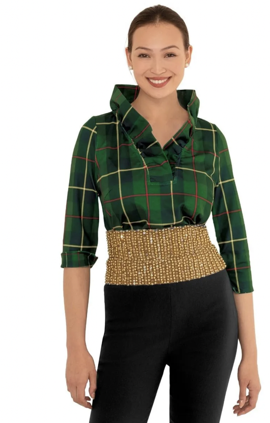 Ruffneck Top - Plaidly Cooper - Green Multi