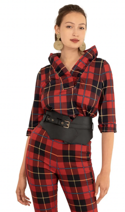 Ruffneck Top - Plaidly Cooper - Red Multi