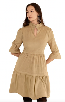 Ultra Suede Teardrop Dress - Beige