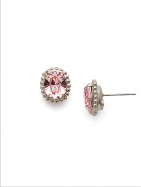 Oval-Cut Solitaire Stud Earrings - Misty Pink