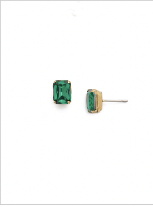 Mini Emerald Cut Stud Earrings - Wild Fern