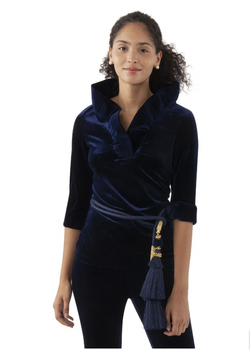 Ruffneck Top - Silky Velvet Navy