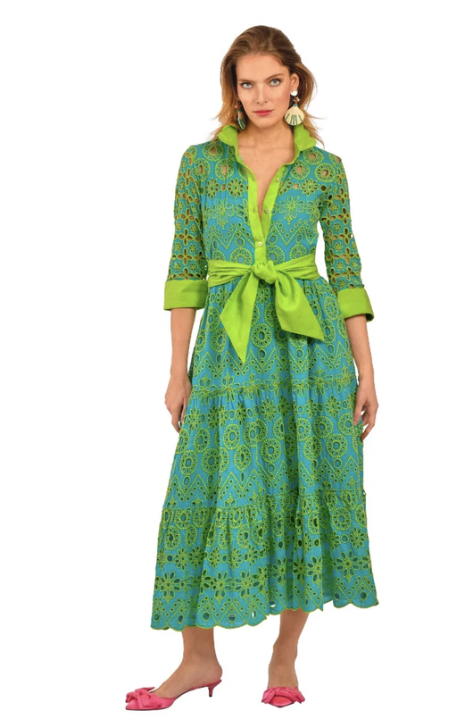 Little Bo Peep Dress - La Di Da Turquoise/Lime